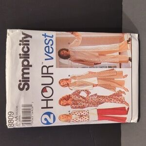Simplicity 5637 Uncut Sewing Pattern 2-Hour Vest Size AA (XS, S, M,) Retro 90's